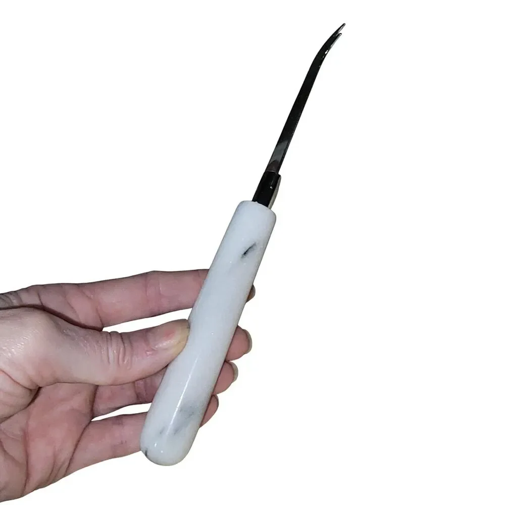 Cheese Knife solid Marble Handle Stainless Steel Curvy Blade 8